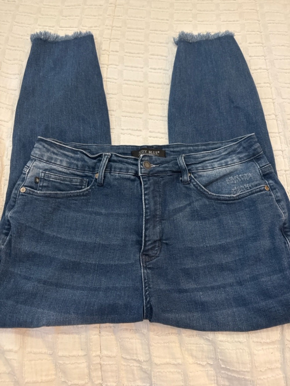 Judy Blue Jeans 14W High Rise Skinny Raw Hem Cropped Stretch Denim